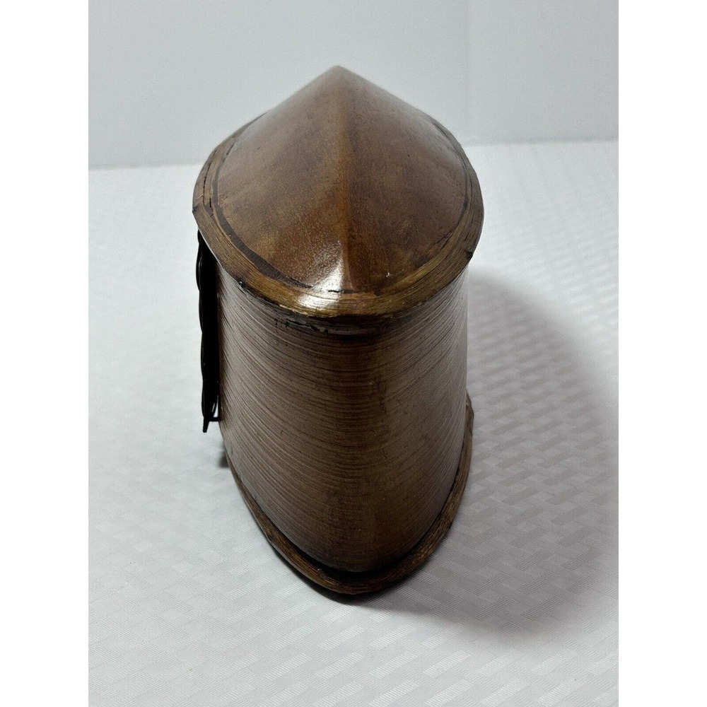 Thai AKHA Hill Tribe Bamboo Mulberry Wood Oval Tobacco‎ Box 4.5” - Picture 11 of 12